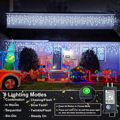 98FT 1216 LED Icicle Lights for Outside, 8 Modes 228 Drops, Cool White | Icicle