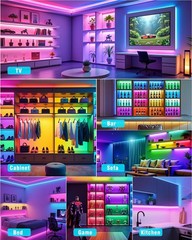 Small LED Strip Lights for Bookshelves,RGBIC Shelves & TV Backlight