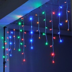 96-480 LED Hanging Icicle Curtain Lights Outdoor Fairy String Xmas Wedding Lamp