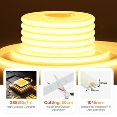 110V COB Neon LED Strip Lights Dimmer Flexible Light Indoor Outdoor Waterproof