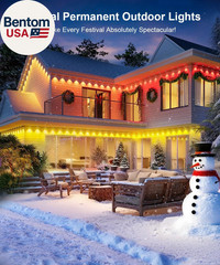 200Ft Permanent Outdoor Lights for House, 2025 Smart RGB LED outside Lights with