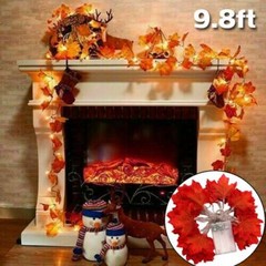 9.8FT Fall Thanksgiving Maple Leaves 30 LED Light Lamp Garland Festival Decor US