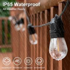 2 Pack X 27Ft Outdoor String Lights, S14 LED, IP65 Waterproof, Connectable, Warm