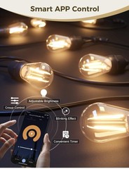 49Ft LED Outdoor String Lights Waterproof IP65,App Control,Compatible with Alexa