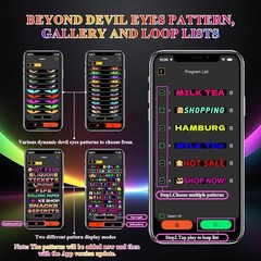 52.4in x 7.6in Extra Large Flexible Easy Install USB Devil Eyes Light for Cars..