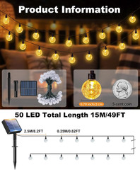 2 Pack Solar String Lights Outdoor Waterproof, Total 98 FT 100 LED Solar Powered