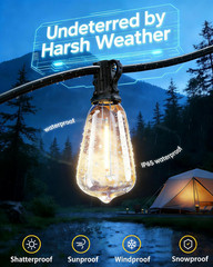 100 FT Solar String Lights Outdoor, 31+2 LED Waterproof Shatterproof Bulbs with