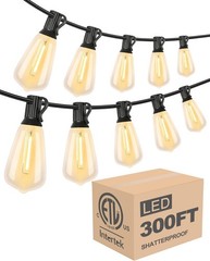 Art Deco LED Bistro String Lights – 300FT with 96 Vintage Bulbs, Waterproof