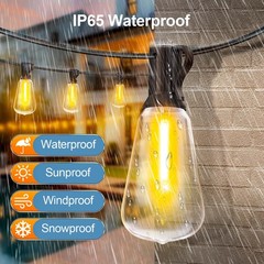 Outdoor String Led Patio Lights – 50Ft 15M Outside Waterproof Light With Remo…