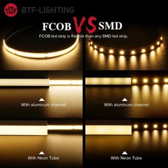 FCOB LED Strip Light 336/480/528 LEDs 12V 24V High Density Dimmable CRI 90