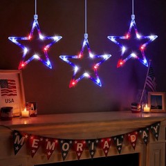 3 Pack Battery Operated 4th of July String Lights – Red White Blue Indoor Decor