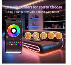 RGB Led Strip Lights with 60 Keys Remote and App Control, 100ft Roll.