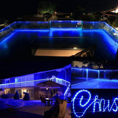 39FT Solar Rope Lights Outdoor Waterproof Blue LED PVC Tube Fairy String Lights