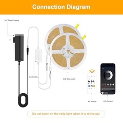 COB LED Strip Lights 65ft 24V Dimmable with Remote and App Control 3000K Warm