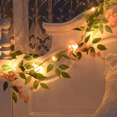 2m/20 Led Purple Wisteria Flower String Light Indoor Room Decoration Gift