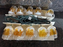 10 Electric Corded Foam-Topped Beer Mug String Lights – 10 Ft Tested And Works