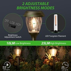 XMCOSY+ Solar Pathway Lights Outdoor, 10/25 LM in 2 Lighting Modes, Glass Sta…