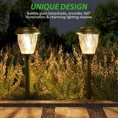 XMCOSY+ Solar Pathway Lights Outdoor, 10/25 LM in 2 Lighting Modes, Glass Sta…