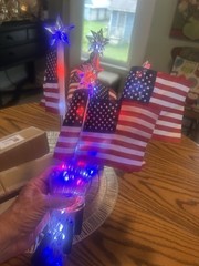 Solar LED Patriotic Star String Lights Red White Blue Color Changing Outdoor
