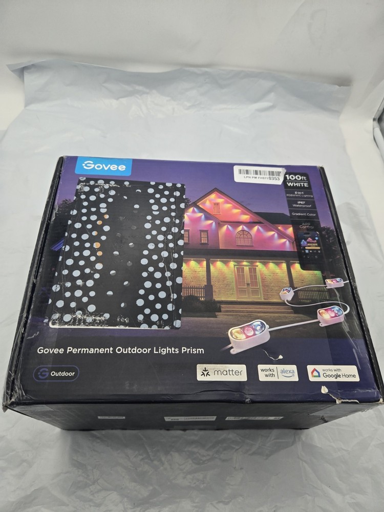 Govee Permanent Outdoor Lights Prism 100ft RGBWWIC Lighting H707A White Version
