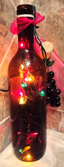Light Up BROWN Glass Wine Bottle And Glass Grapes Electric String Lights
