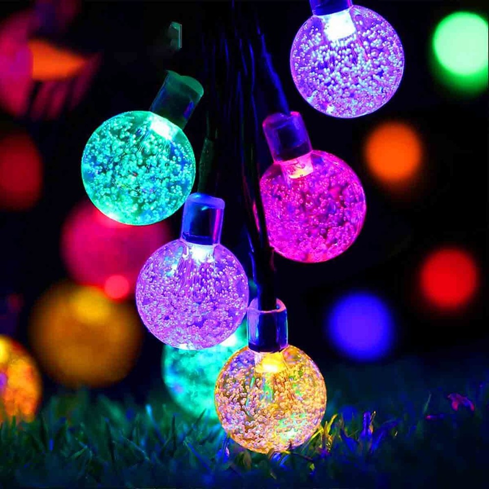 23Ft 50 LED Solar LED Crystal Ball String Lights Outdoor for Patio Yard Party