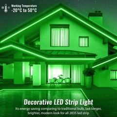 Green 16-Mode LED Strip Light, Outdoor Waterproof Connectable Lighting