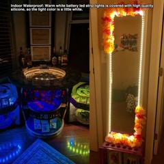 Dimmable 13.2ft Battery Powered LED Strip Lights, Warm White, Waterproof, Remote