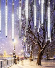 Cool White 20 Tubes Meteor Shower Icicle Lights 480 LED Raindrop Lights with …