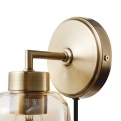 Globe Electric 51715 1-Light Plug-In Or Hardwire Wall Sconce Matte Brass Smoked