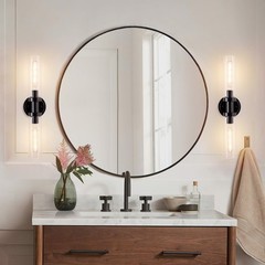SANTOSTOCK SSW007B2A Black 2-Light Vanity Wall Sconces Clear Glass Shade