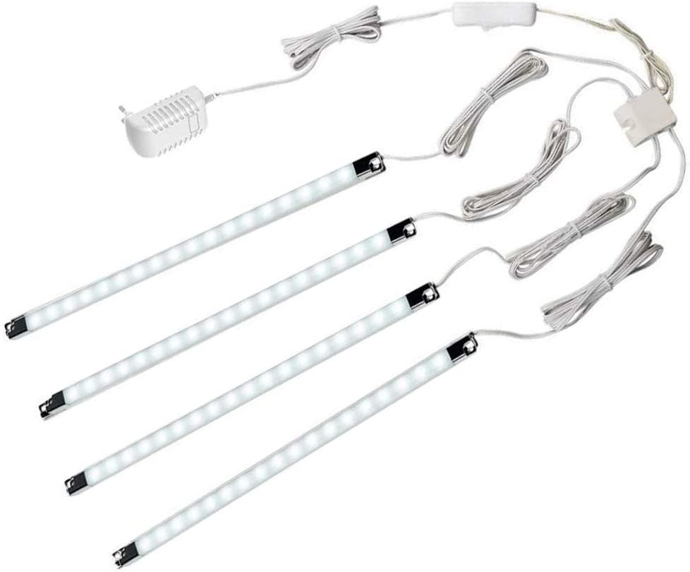 LED Display Lights, (4) Strip Light Bars for Case 12 inch, Cool White
