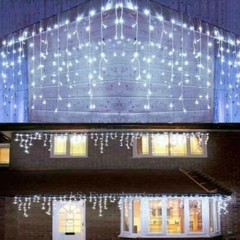 LED Curtain Lights String Fairy Outdoor Garden Christmas Wedding Party Icicle US