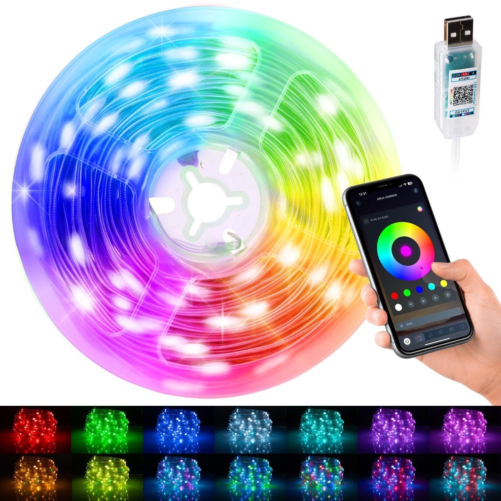 66 feet 200 LEDs Smart LED String Fairy Lights, Color-Changing LEDs, Music Sync