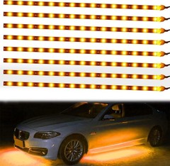 8pcs 30cm Amber LED Strip Lights for Cars, Buses & Motorcycles – Waterproof