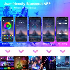 65ft 50ft Smart Bluetooth 5050 LED Strip Lights Phone Remote Color Changing Kits