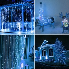Solar String Lights Outdoor Waterproof, 2 Pack Each 72FT 200 LEDs Solar （Blue）