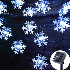 12M Solar Snowflake LED String Lights Fairy Lights Garland Outdoor New Year Chri