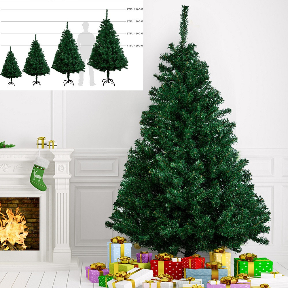 4/5/6/7FT Artificial Christmas Tree Pre Lit / LED Lights / Flocked Holiday Tree