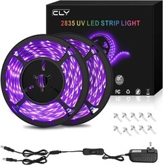 33ft LED UV Black Light Strip Kit, 600 Units UV Lamp Beads, 12V Flexible Blac…