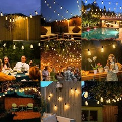 Outdoor Led String Light Plug in 50FT LED Lights with 25 Bulbs ST38 Shatterproof