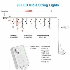 Christmas Lights Outdoor Decorations 96-960 LED 8 Modes Curtain String Light US