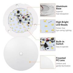RV LED Ceiling Dome Light w/Switch 4.5” RV Lights Interior 12V 3000K 4-Pack