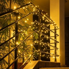 66FT 200LEDs Fairy Lights Solar Powered,Black PVC Wire,Warm White