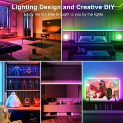 TJOY 50ft Bluetooth LED Strip Lights, Music Sync 5050 LED Light Strip RGB Col…