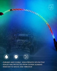 4FT Spiral RGB LED Whip Lights, 360° 1PC4FT w/Remote Control & Rocker Switch