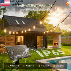 addlon 52(48+4) FT Solar String Lights 48+6FT(15 Sockets)(1 Pack), Black