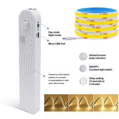 COB LED Strip Light 5V 320LEDs/M Motion Sensor Dimmable Flexible DIY Backlight