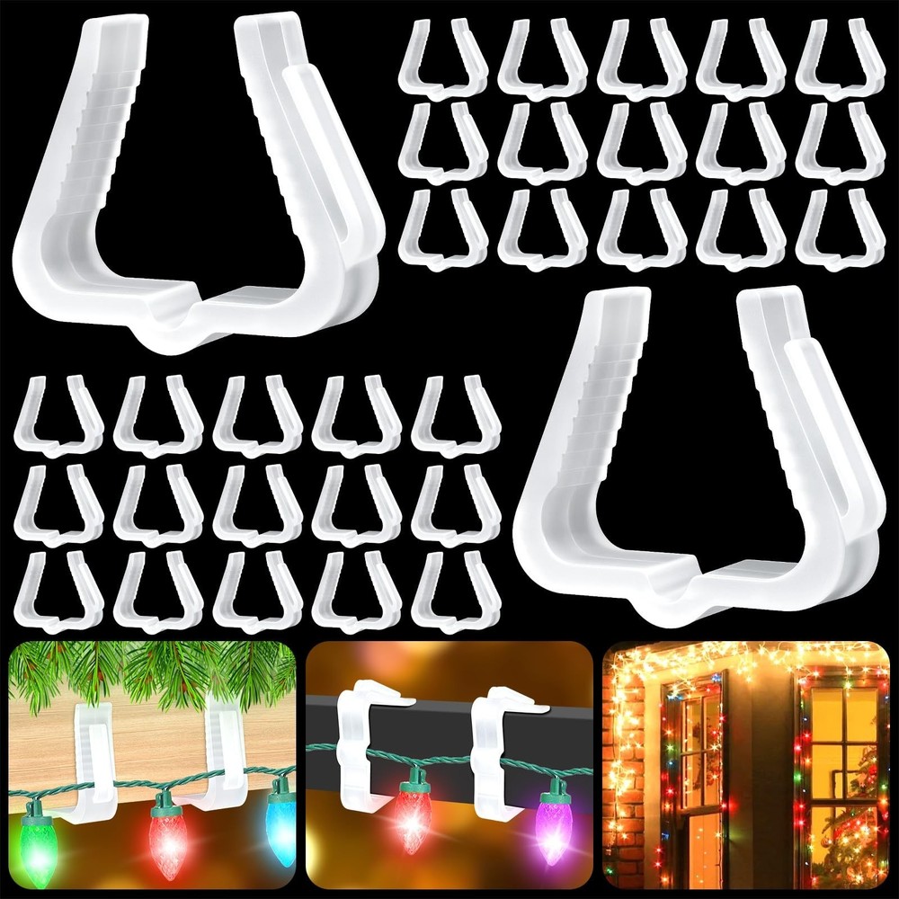 Hydream 100Pcs Christmas Light Clips Hooks,Outdoor Roof Hangers Fascia Boards…