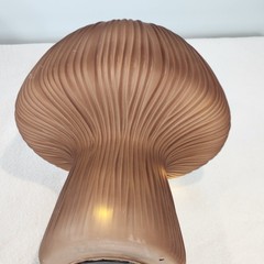 ANTHROPOLOGIE Large 8″H Brown Glass Mushroom Light-Up Lamp Woodsy Garden Fairy